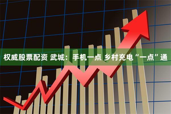 权威股票配资 武城：手机一点 乡村充电“一点”通